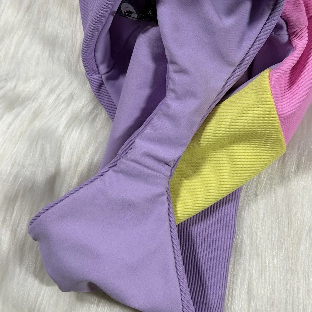 Beach Riot Womens Size Large Pink Yellow Purple Joyce Cut Out One Piece Swimsuit - Picture 11 of 11